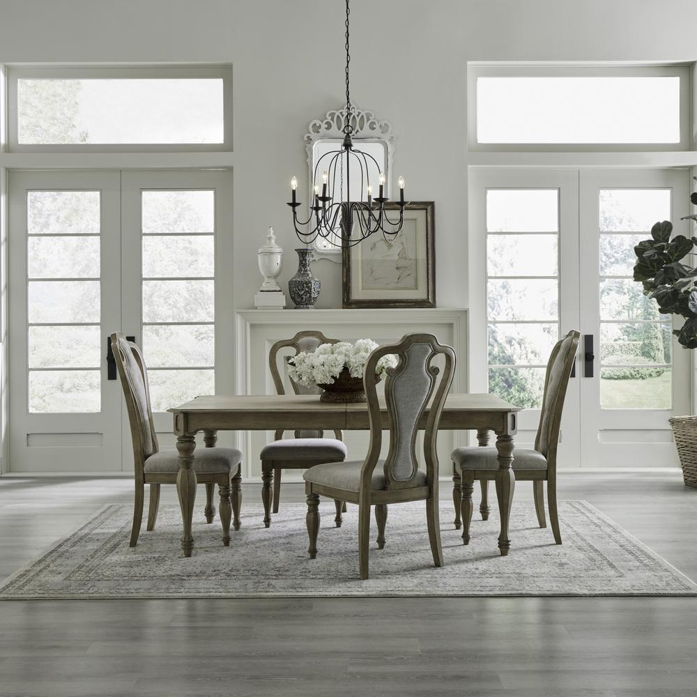Tweed Taupe Mist/Weathered Bisque Finish - Stylish Magnolia Manor Dining Table Set (5 Pc)