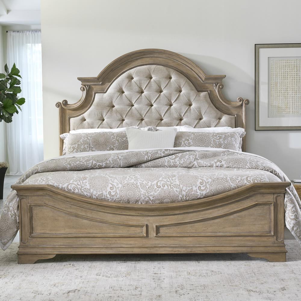 Queen - Masterpiece Magnolia Manor Bed Set (Upholstered Bed, Night Stand, Dresser & Mirror)