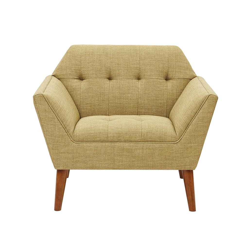 Light Mustard - Pecan Finish Plush Lounge Chair (1 Pc)