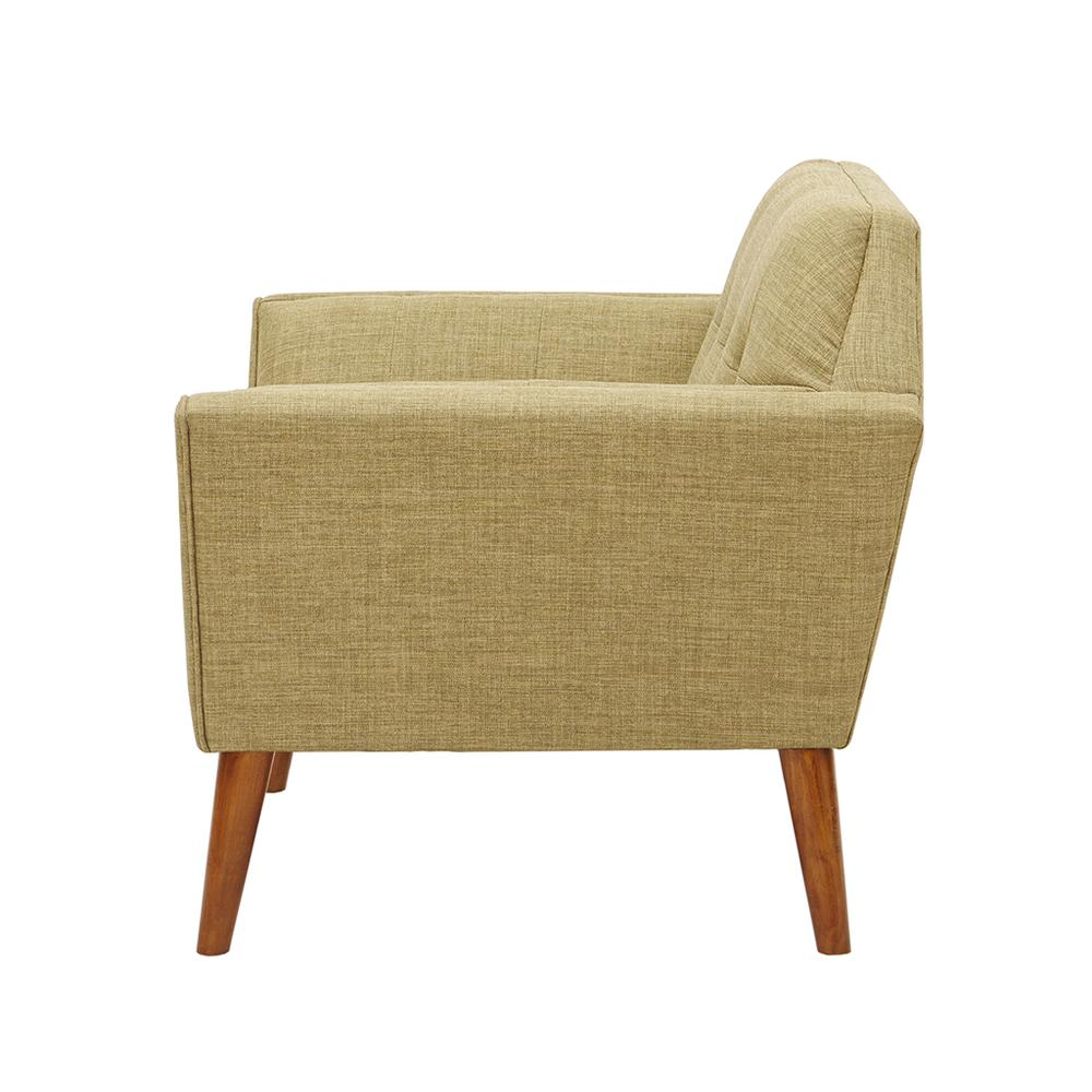 Light Mustard - Pecan Finish Plush Lounge Chair (1 Pc)