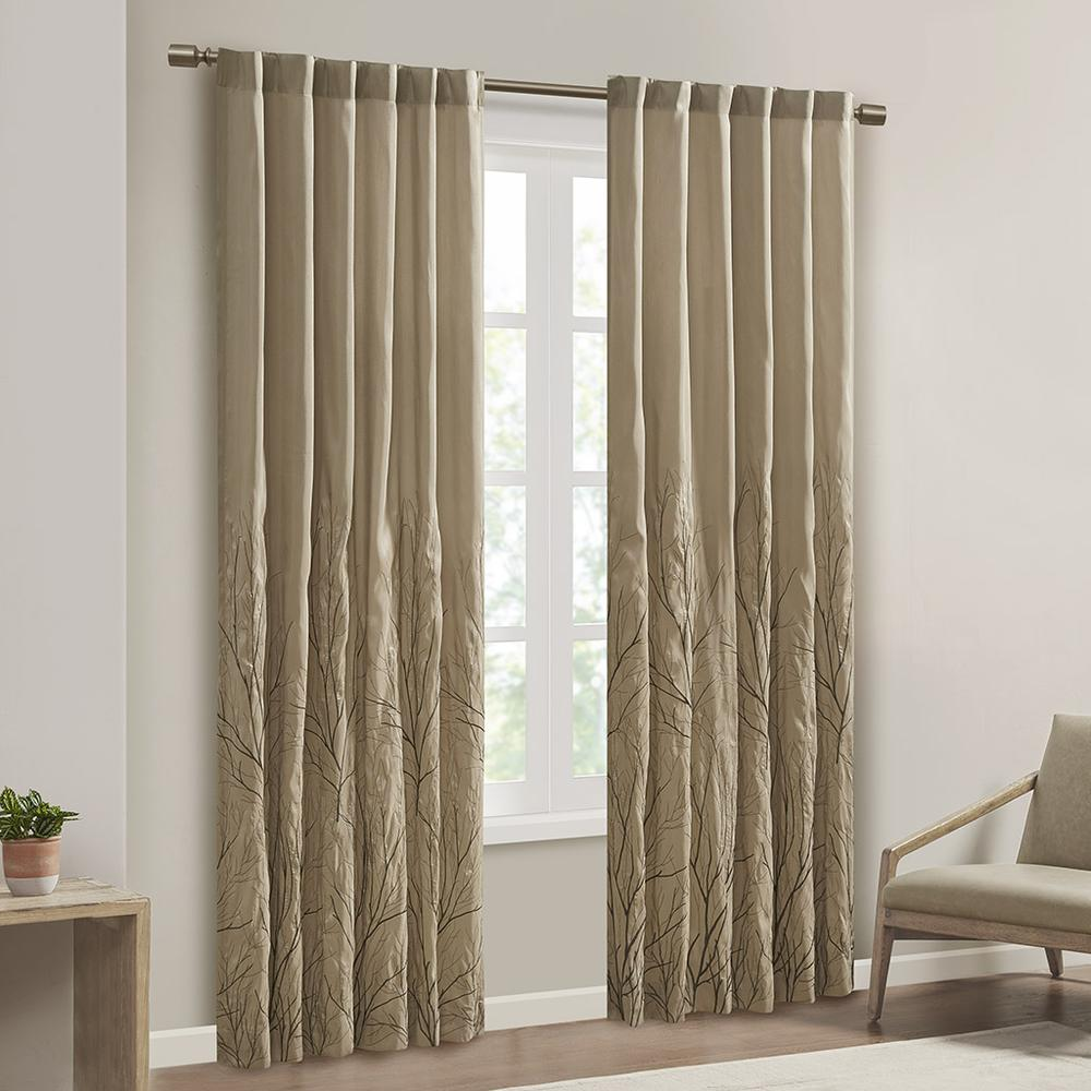 Taupe - Nature's Elegance Embroidered Curtain Panel (84")