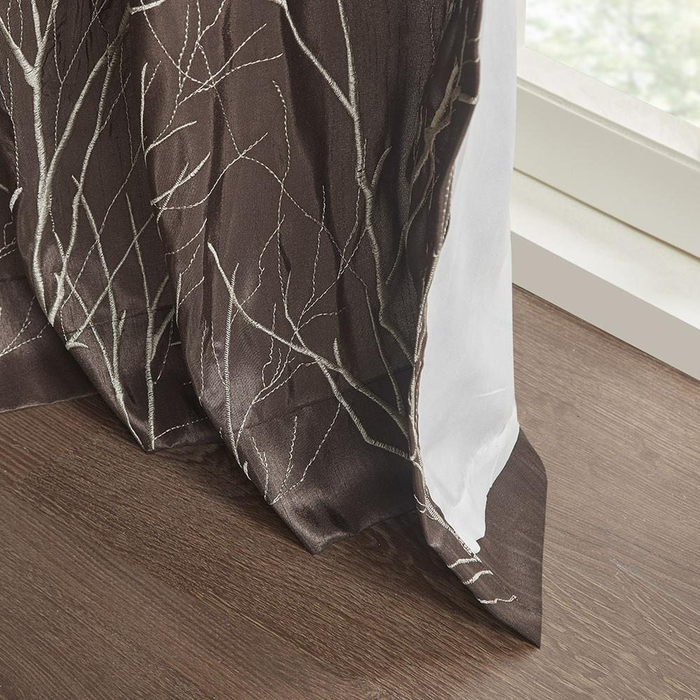 Brown - Nature's Elegance Embroidered Curtain Panel (95")