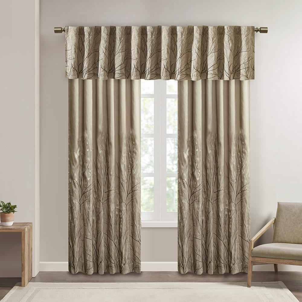 Taupe - Nature's Elegance Embroidered Curtain Panel (95")