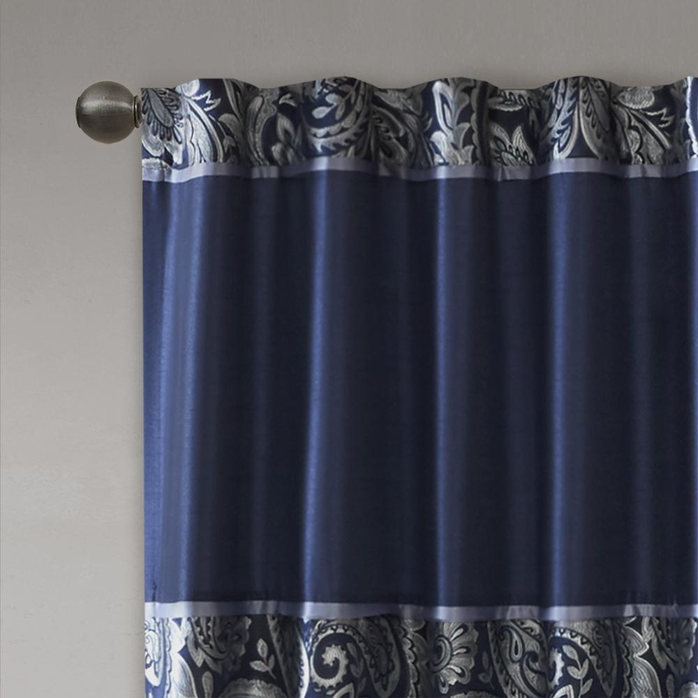 Navy - Luxe Paisley Curtain Jacquard Curtain Panel Pair (95")