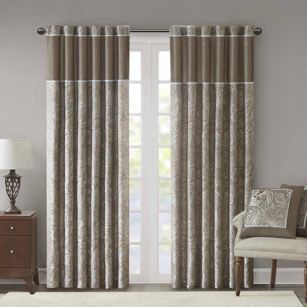 Taupe - Luxe Paisley Curtain Jacquard Curtain Panel Pair (108")