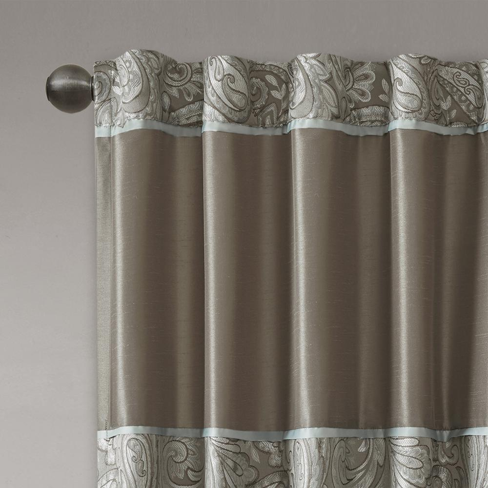 Taupe - Luxe Paisley Curtain Jacquard Curtain Panel Pair (84")