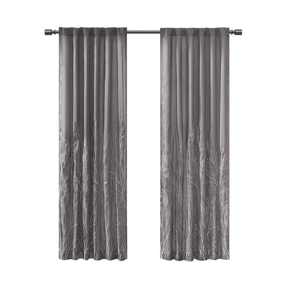 Grey - Nature's Elegance Embroidered Curtain Panel (95")
