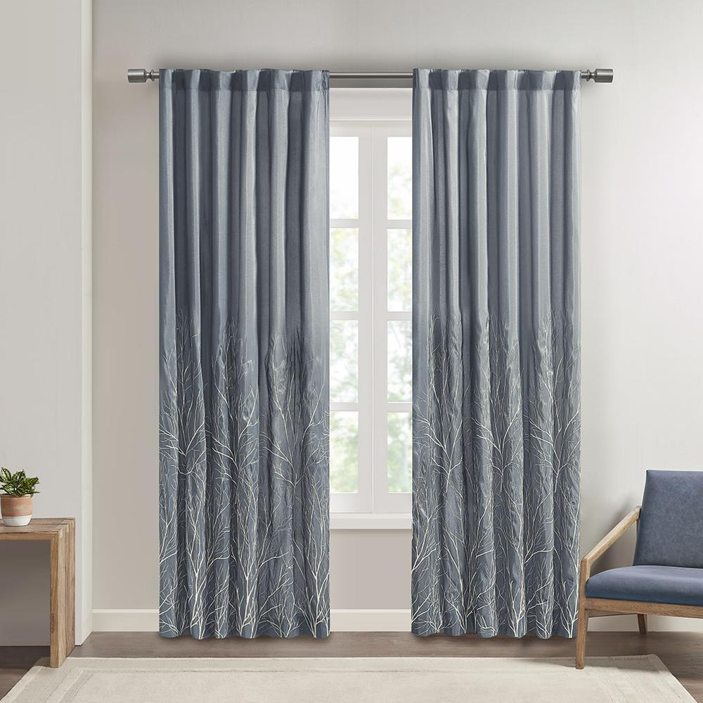 Blue - Nature's Elegance Embroidered Curtain Panel (95")