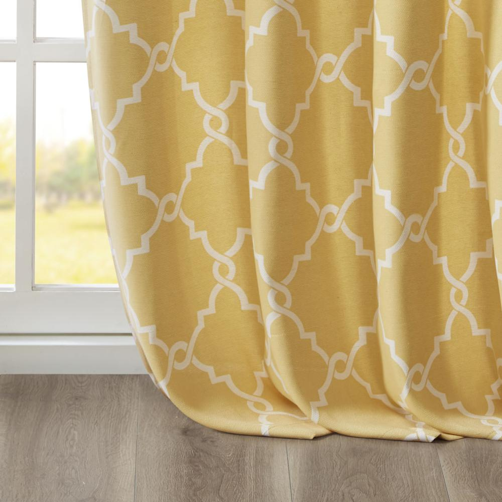 Light Beige Pattern/Yellow - Trendy Trellis Design Curtain Panel (95")