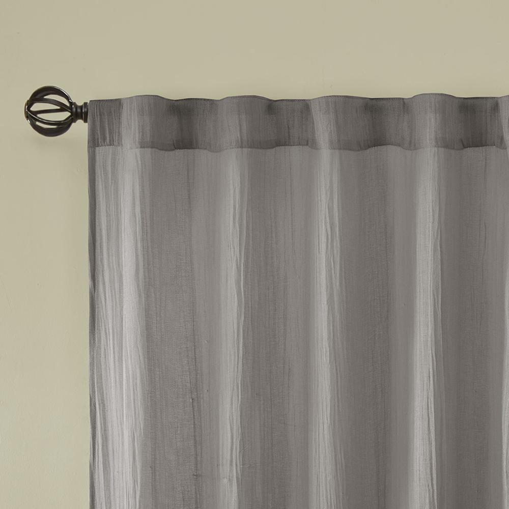 Grey - Chic Crushed Sheer Curtain Panel Pair (95")