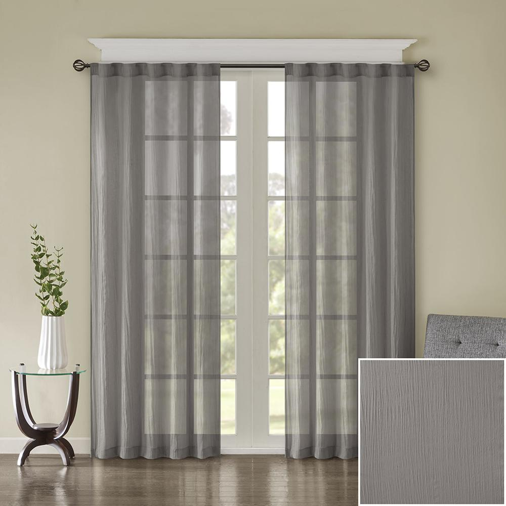 Grey - Chic Crushed Sheer Curtain Panel Pair (84")