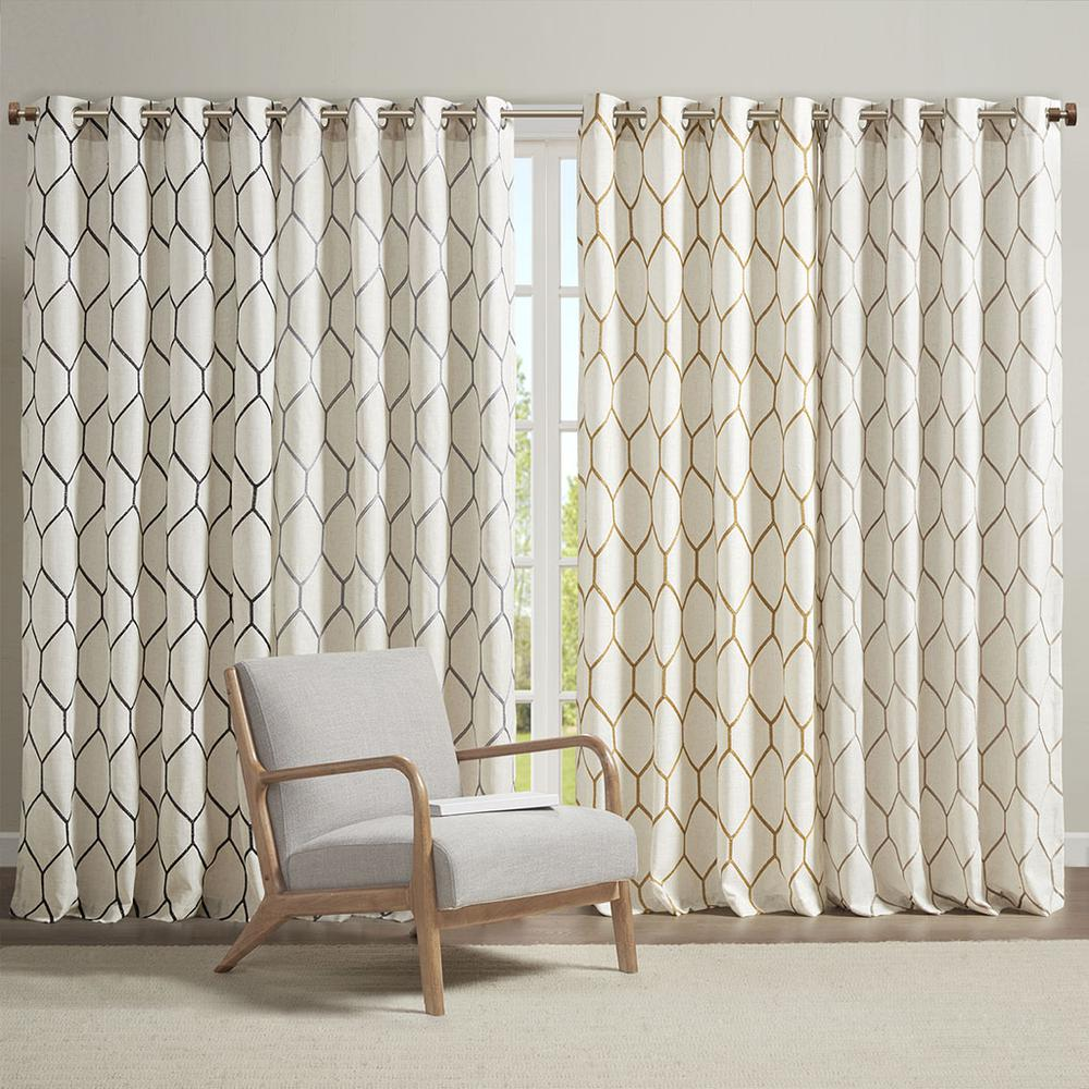 Grey - Urban Geo Embroidered Accent Curtain Panel (84")