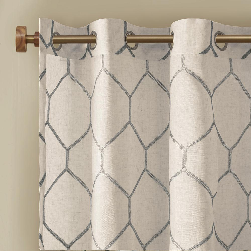 Grey - Urban Geo Embroidered Accent Curtain Panel (84")