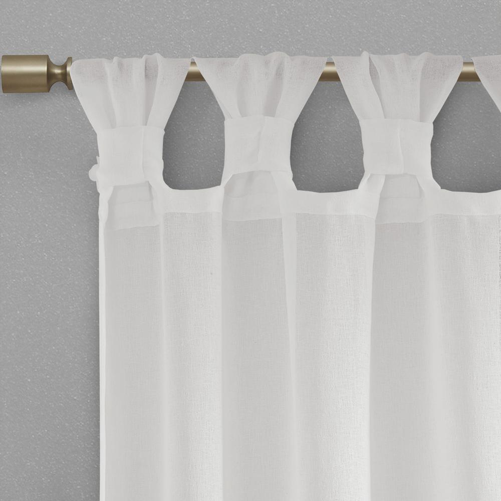 White - Chic Blossom Cuff Tab Top Curtain Panel (84")