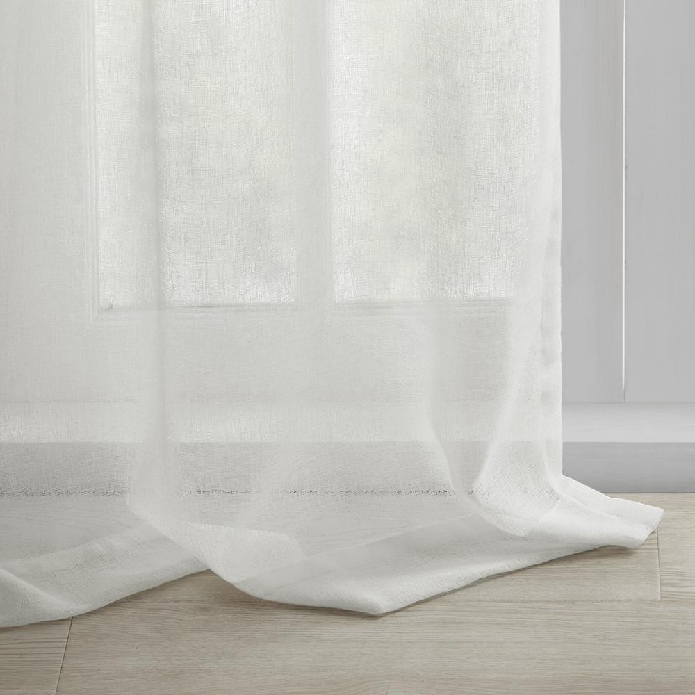 White - Chic Blossom Cuff Tab Top Curtain Panel (84")