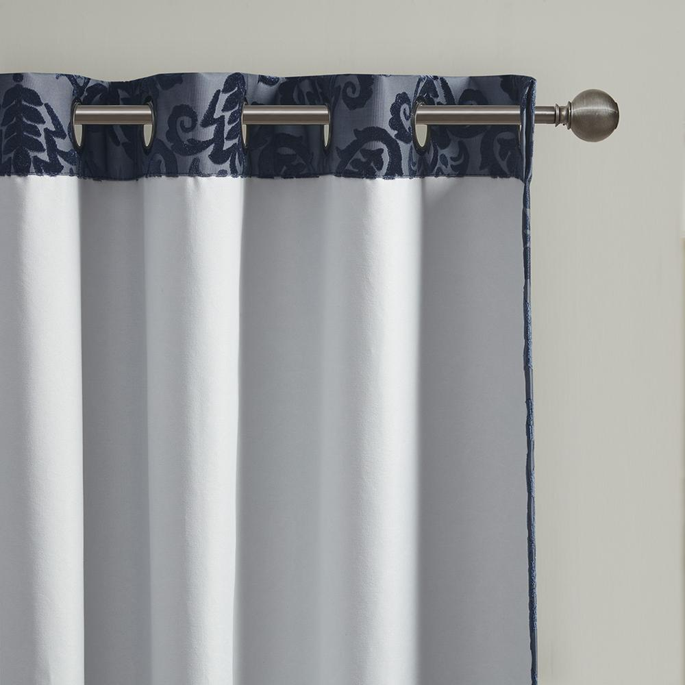 Navy - Prestige Jacquard Paisley Design Total Blackout Curtain Panel (95")