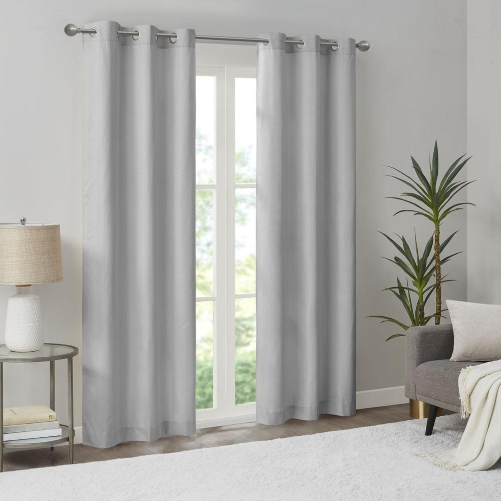 Grey - Modern Weave Design Room Darkening Curtain Panel Pair (84")