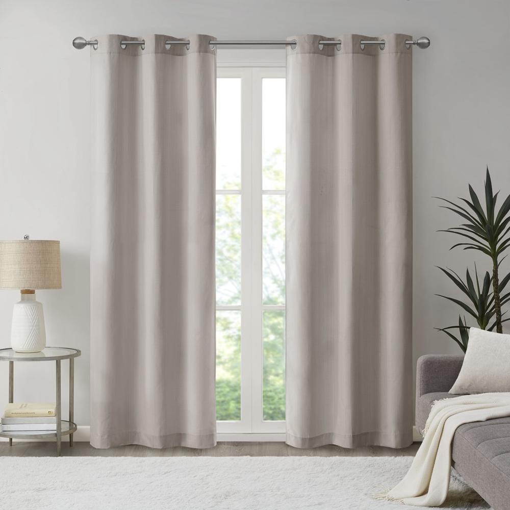 Beige - Modern Weave Design Room Darkening Curtain Panel Pair (84")