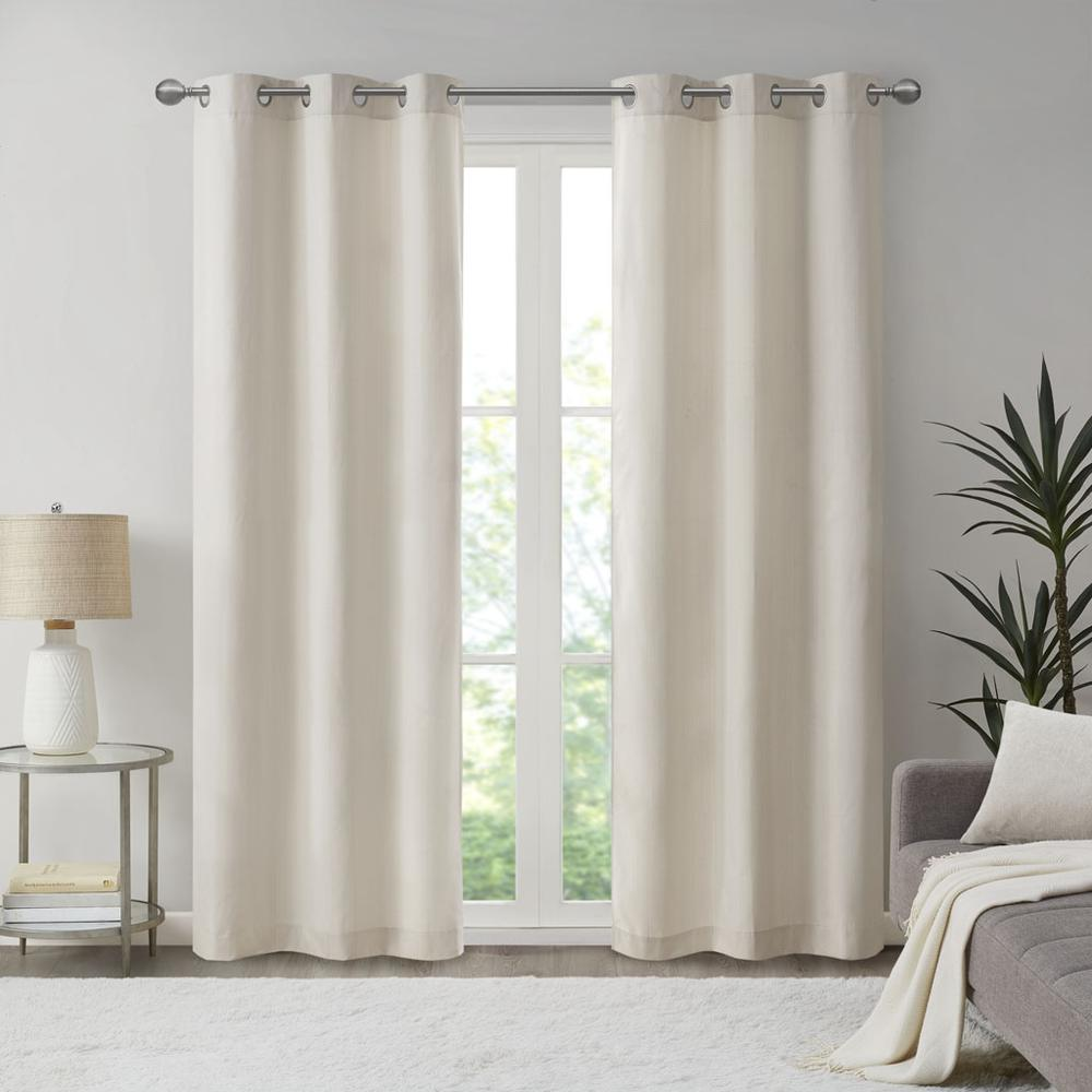 Ivory - Modern Weave Design Room Darkening Curtain Panel Pair (84")