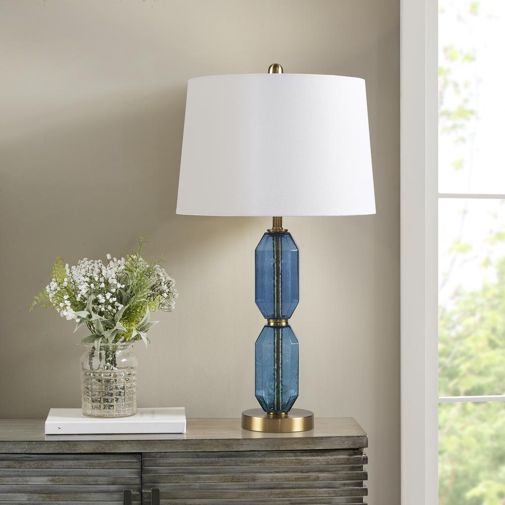 Blue - Contemporary Faceted Glass Table Lamp (26.5")