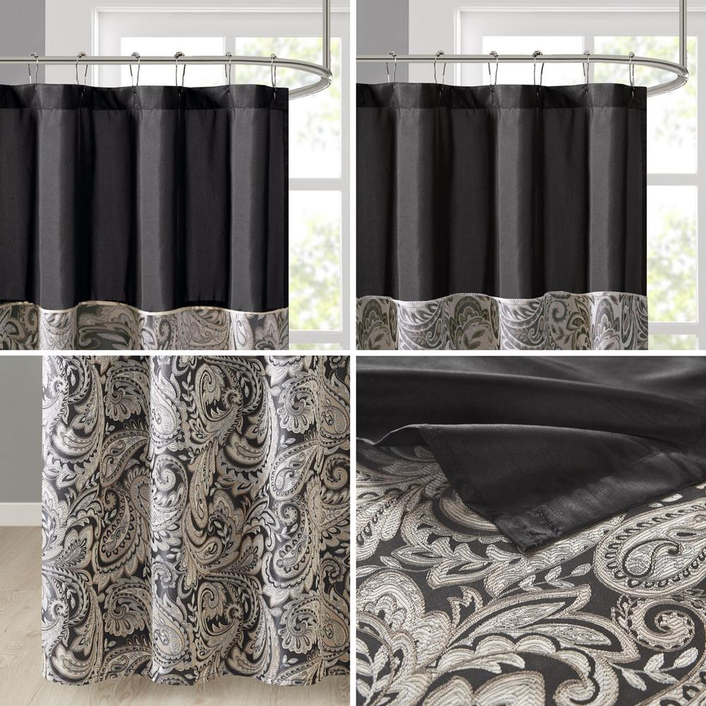 Black - Luxe Paisley Jacquard Shower Curtain (72")