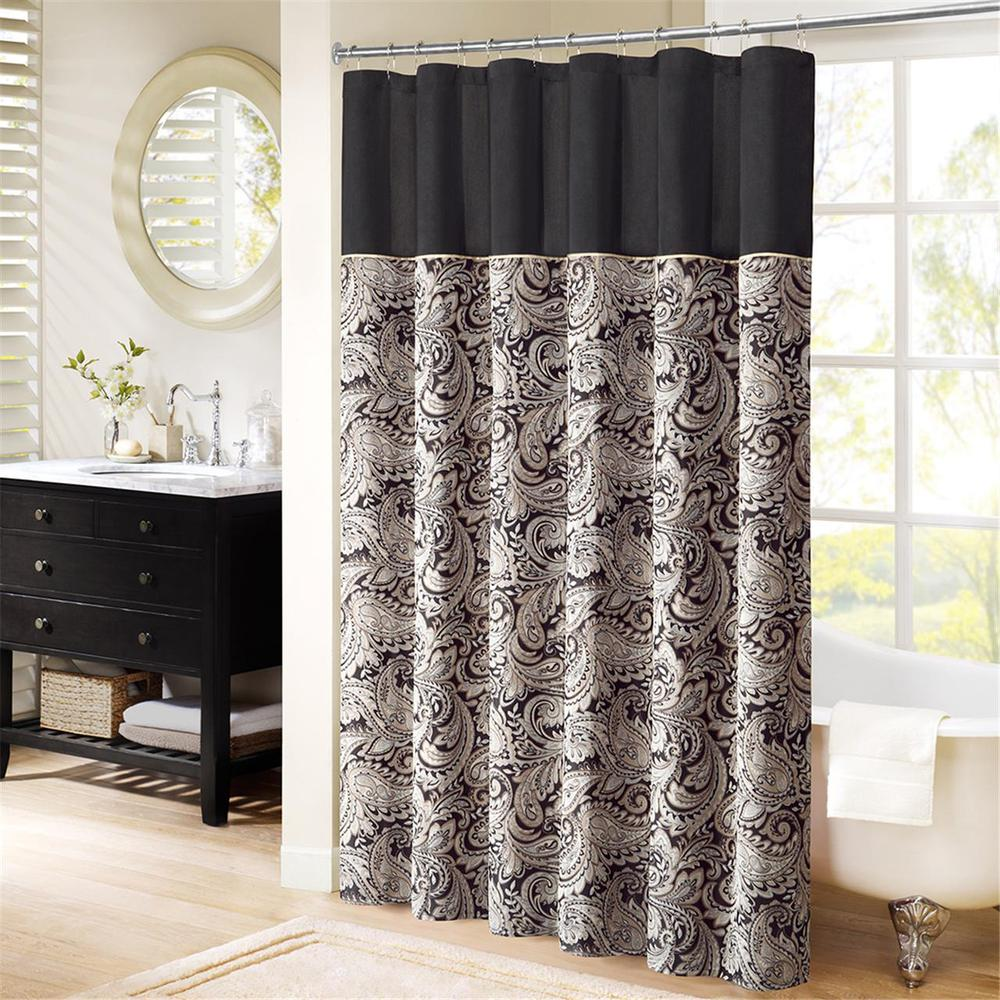Black - Luxe Paisley Jacquard Shower Curtain (72")
