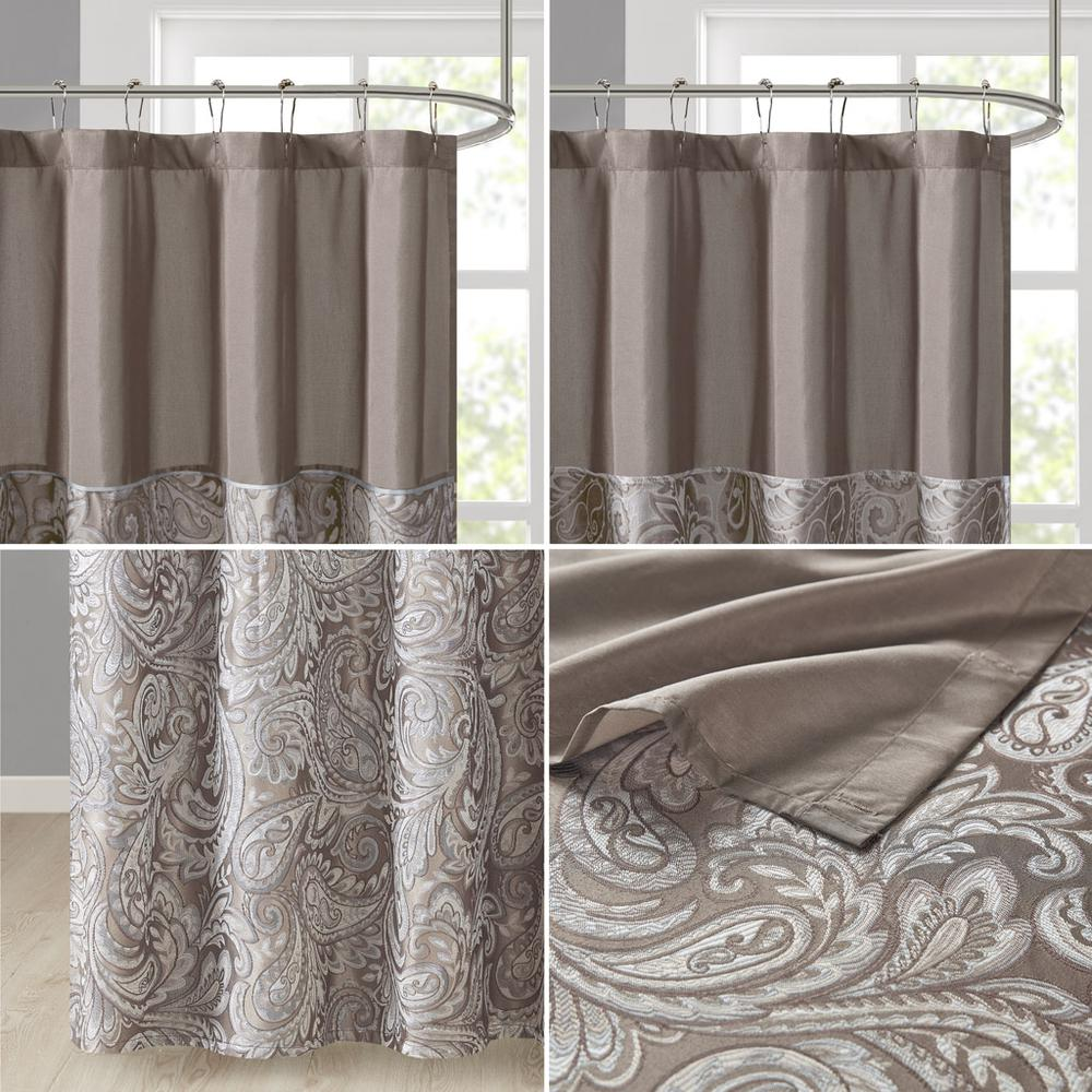 Taupe - Luxe Paisley Jacquard Shower Curtain (72")