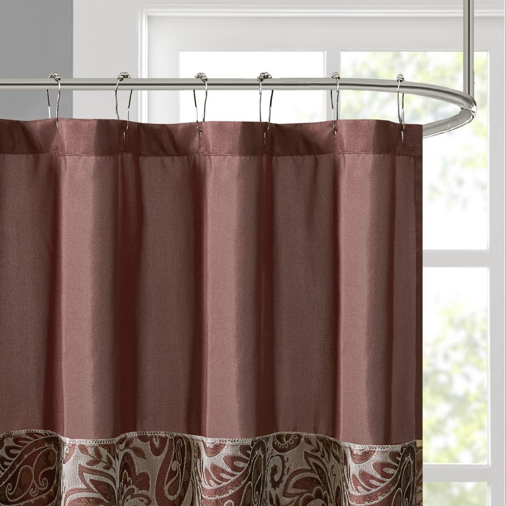 Burnt Red - Luxe Paisley Jacquard Shower Curtain (72")