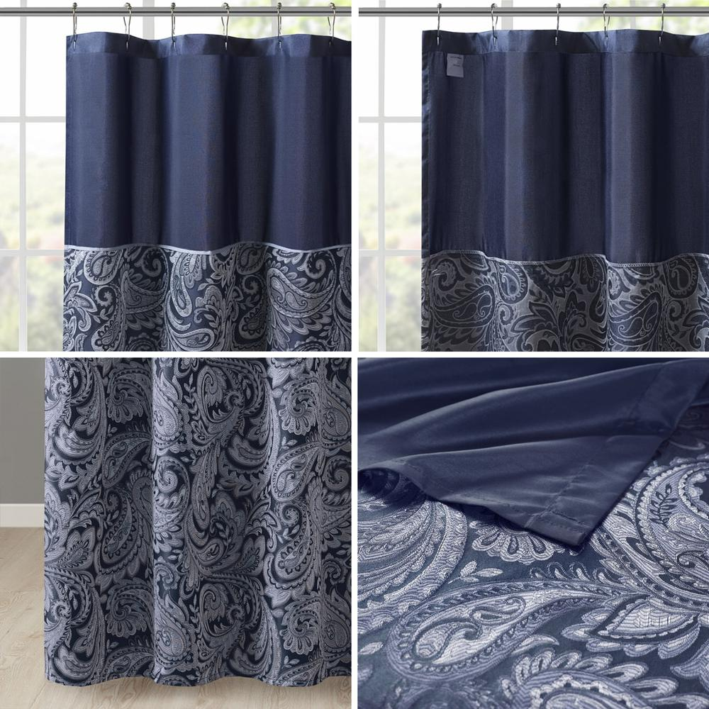 Navy - Luxe Paisley Jacquard Shower Curtain (72")