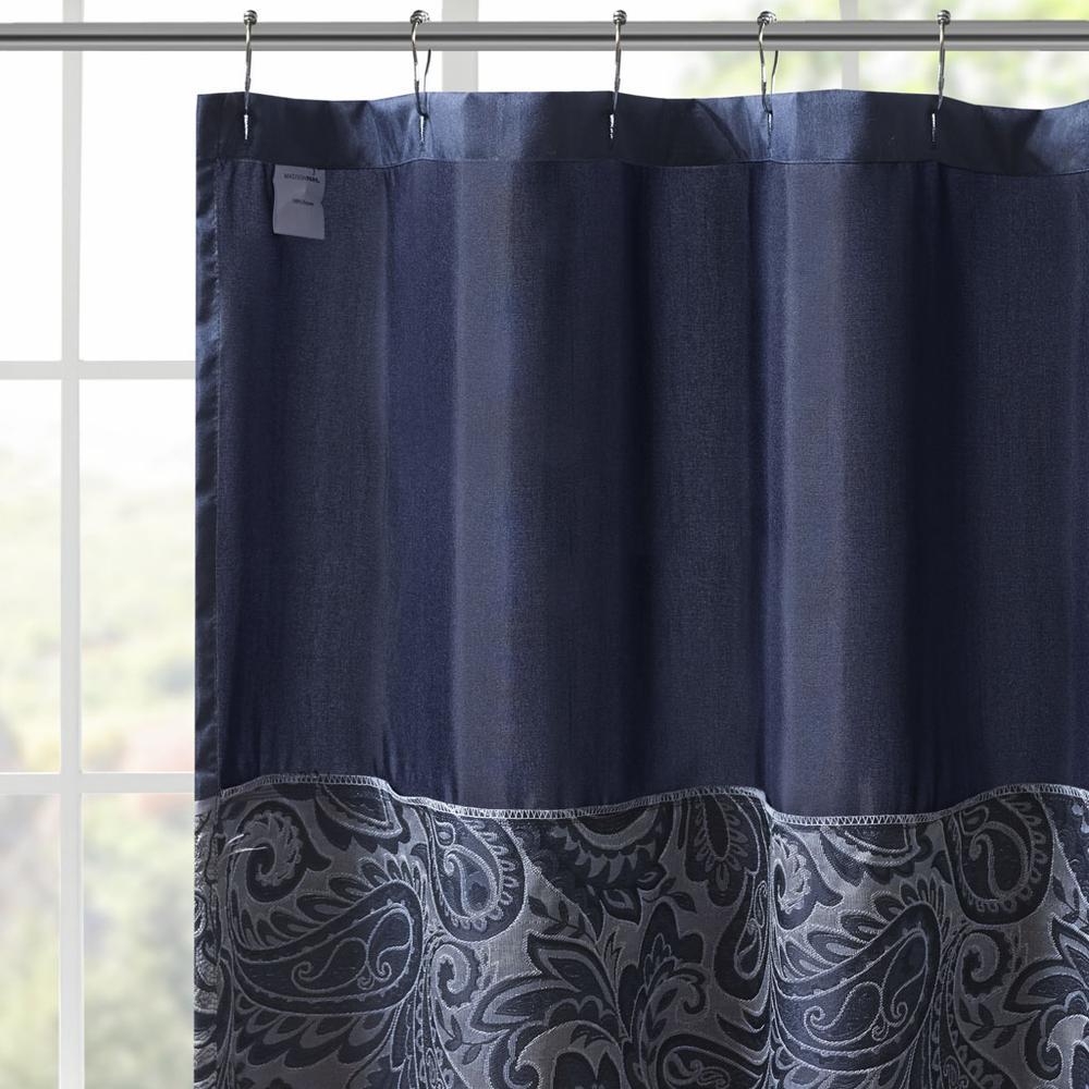 Navy - Luxe Paisley Jacquard Shower Curtain (72")