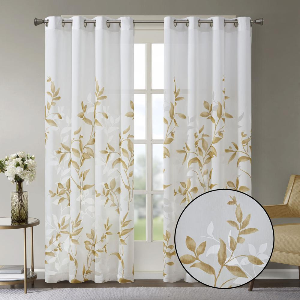 Yellow - Modern Botanical Design Curtain Panel (84")