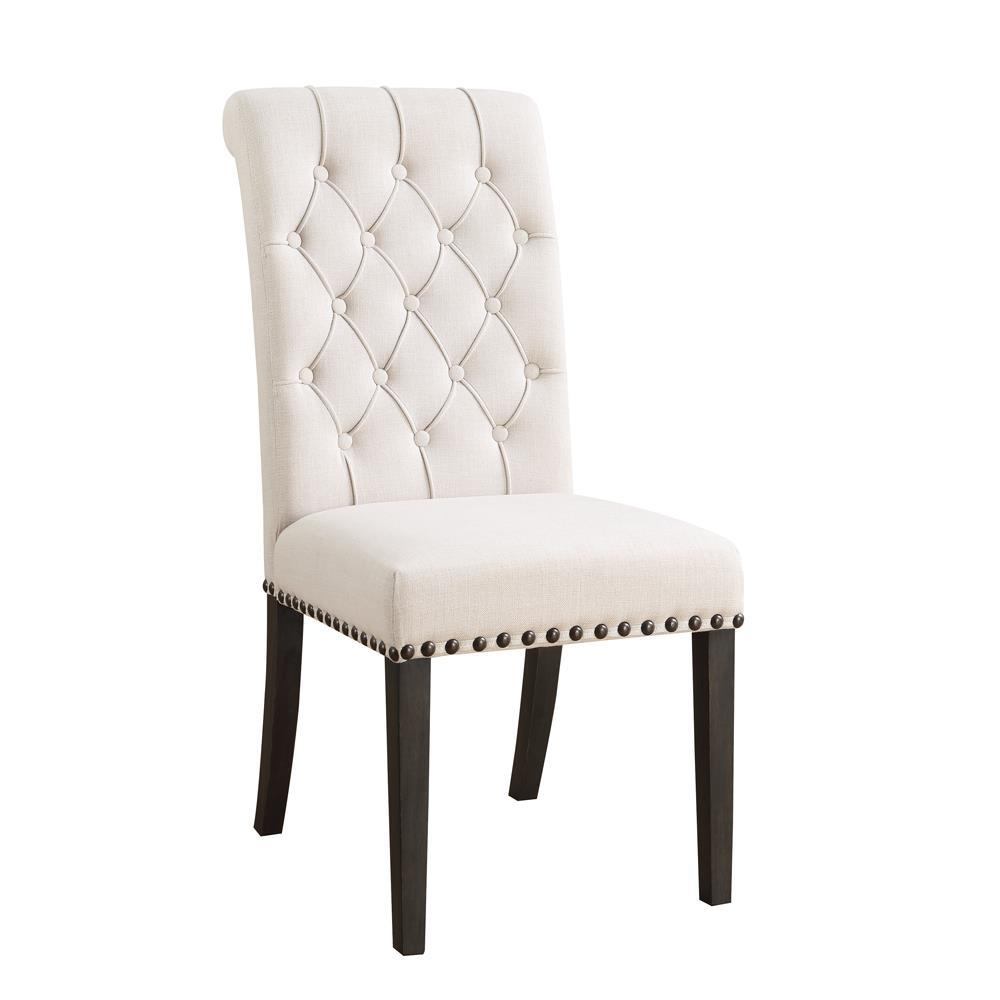 Beige/Smoky Black - Luxe Linen Upholstered Side Chair