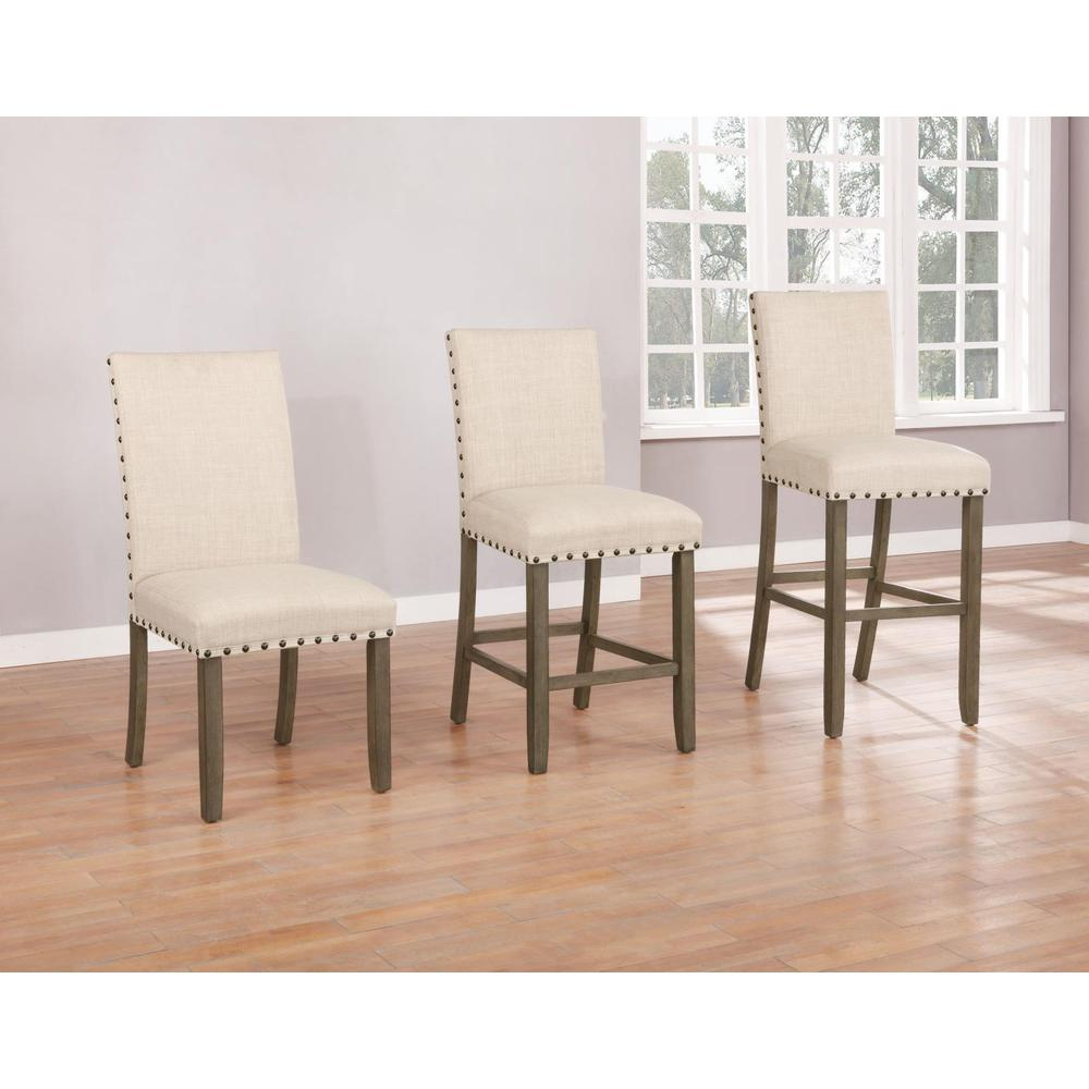 Beige/Rustic Brown - Contemporary Farm Style Side Chairs (2 Pc)