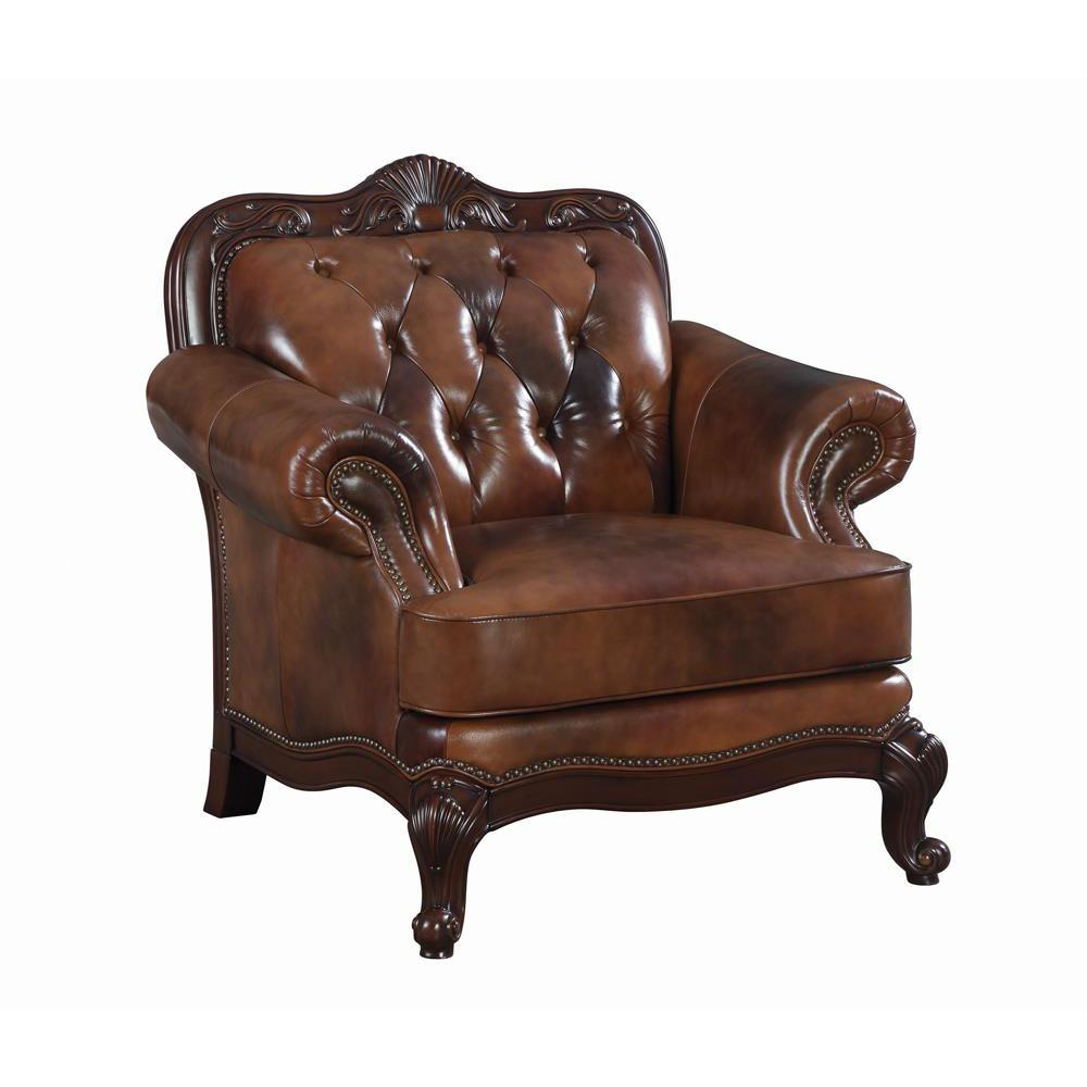 Earthy Tri Tone - Penthouse Style Rolled Armchair - Grain Leather