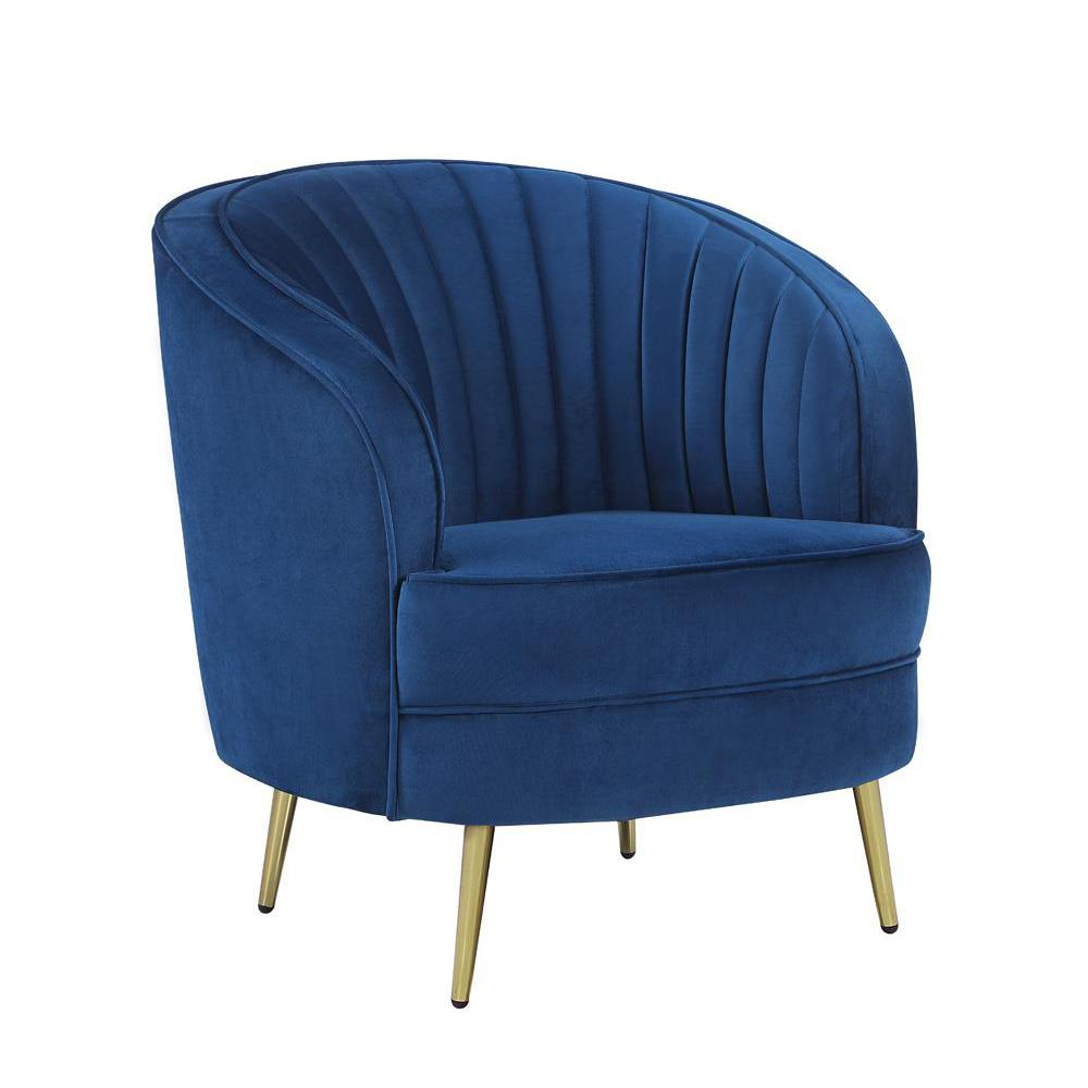 Blue - Oceanic Glamour Upholstered Tufted Accent Chair (1 Pc)