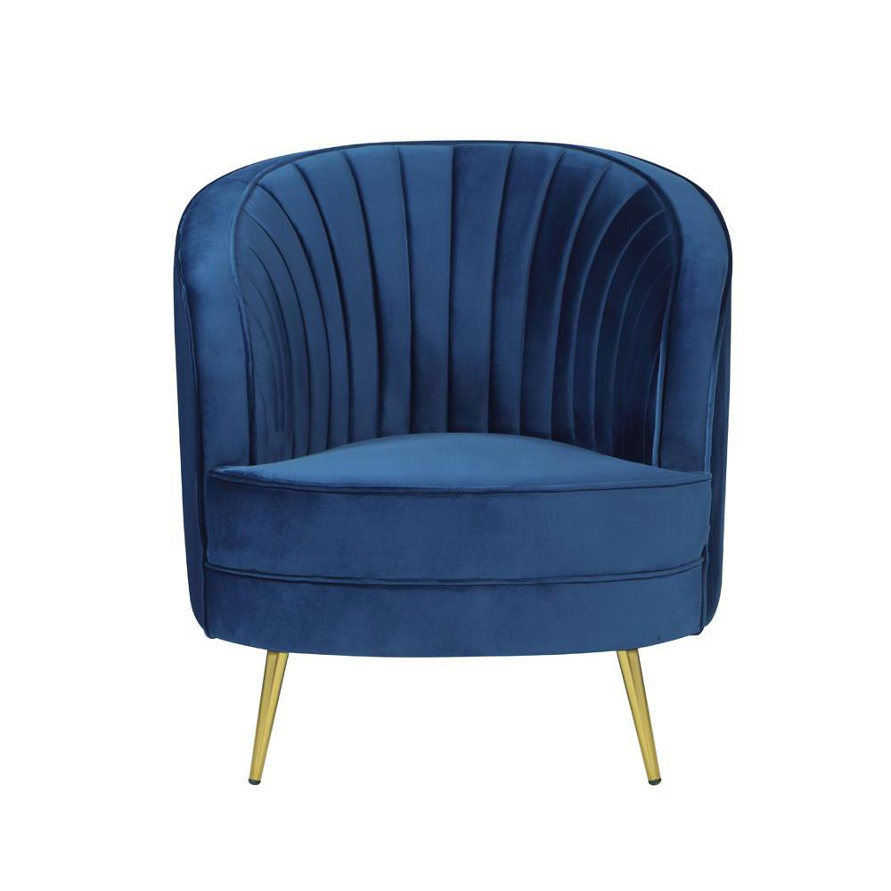 Blue - Oceanic Glamour Upholstered Tufted Accent Chair (1 Pc)