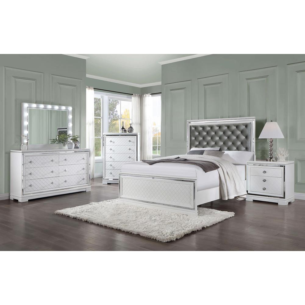 California King - White Luminous Bedroom Oasis Bed Set (5 Pc)
