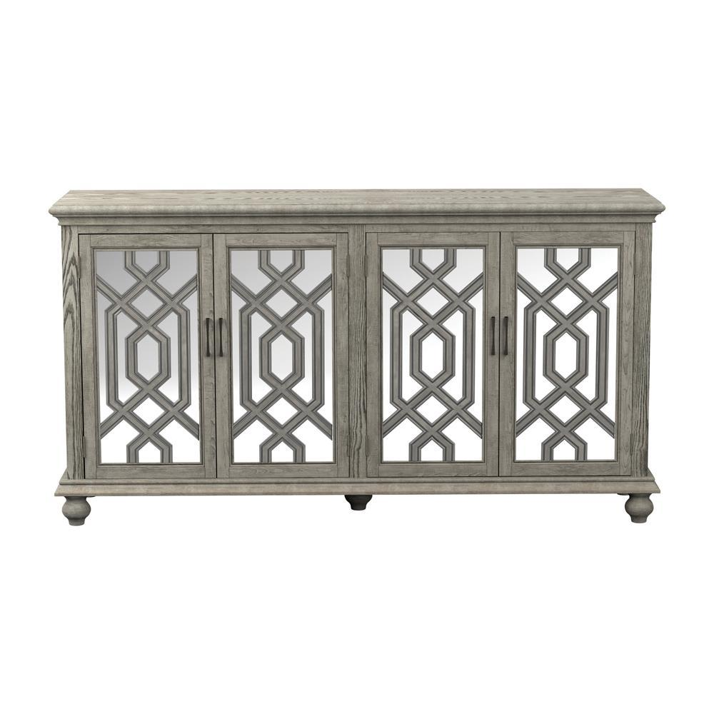 Antique White 4-Door Transitional Accent Cabinet