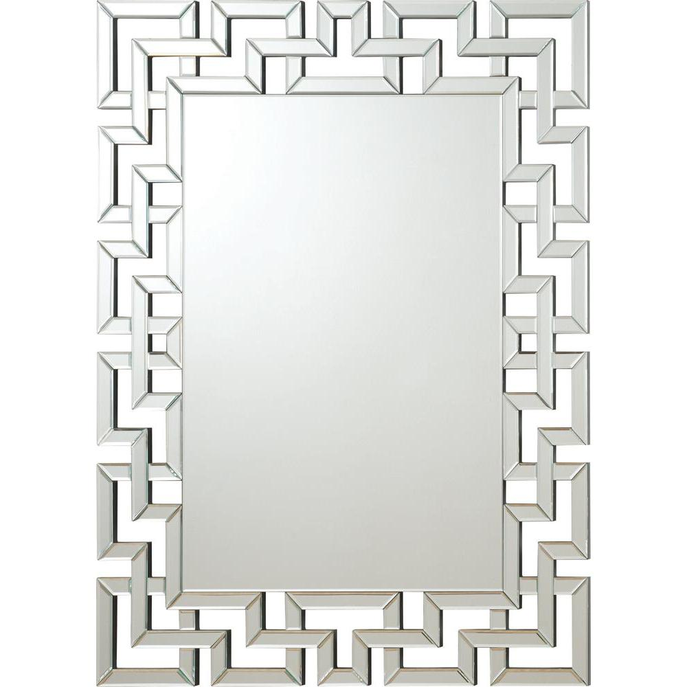 Silver - Stunning Interlocking Greek Inspired Wall Mirror (37.5" x 47.5")