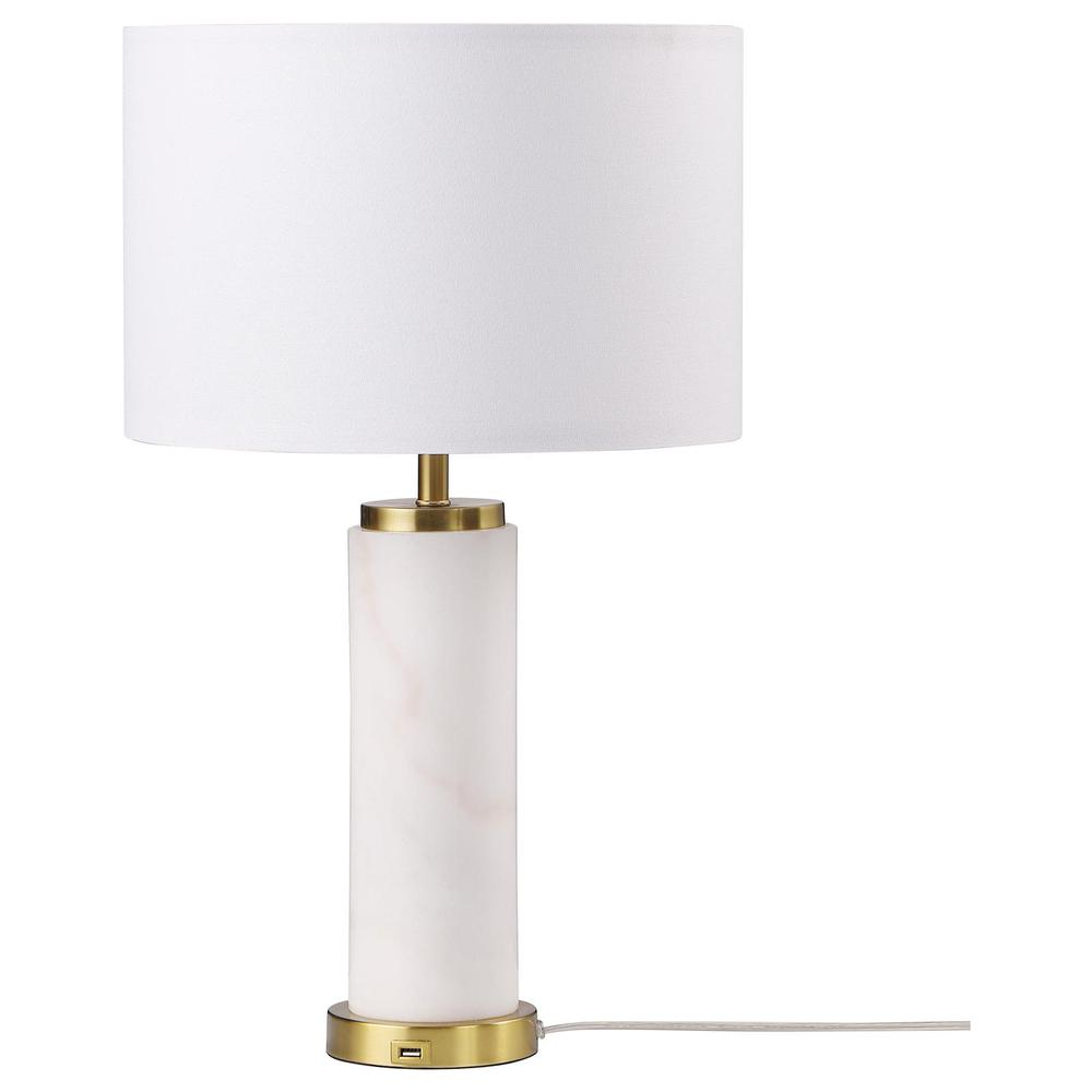 Luxe White Marble Column Table Lamp (1 Pc) 25.0"