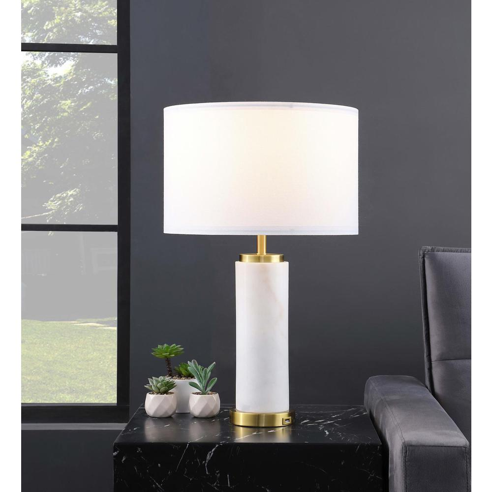 Luxe White Marble Column Table Lamp (1 Pc) 25.0"