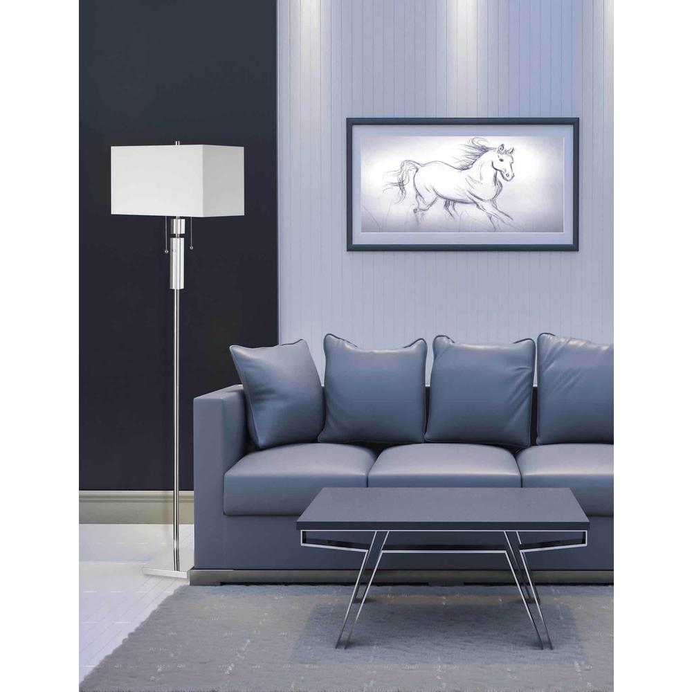 Timeles Silver Base Floor Lamp With Rectangular Shade (60"H)