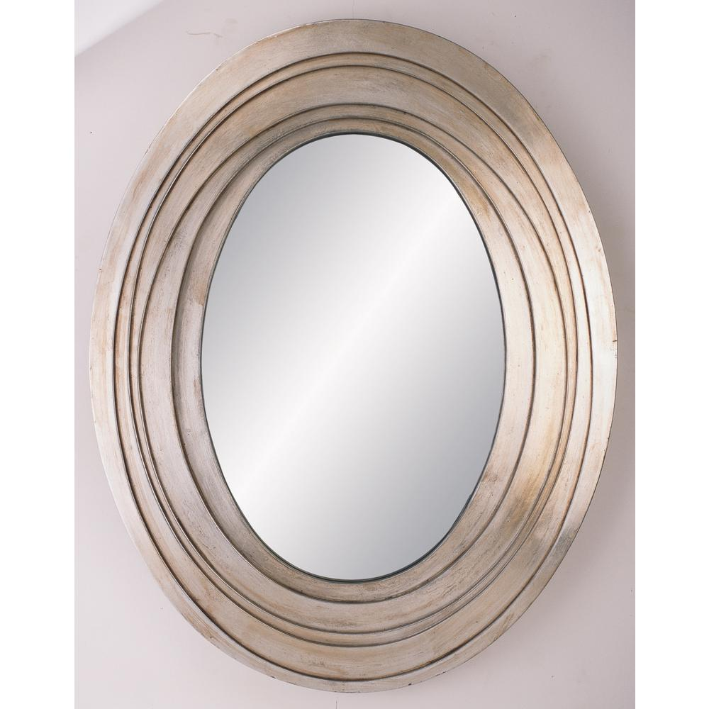 Silver - Unique Oval Decorative Mirror (32" x 25")