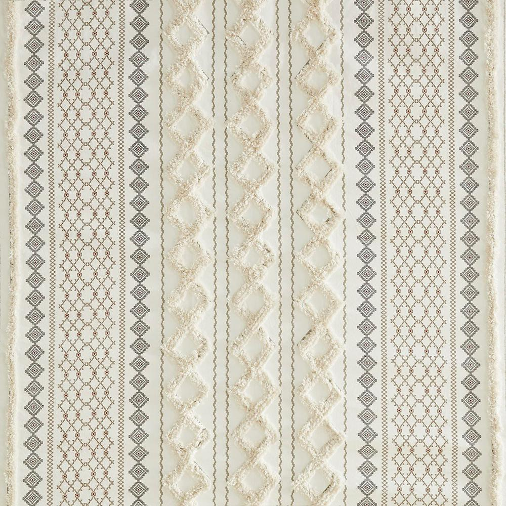 Chic Ivory Aztec Print Cotton Chenille Shower Curtain (72"x72")