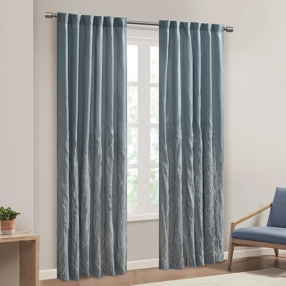 Blue - Nature's Elegance Embroidered Curtain Panel (84")