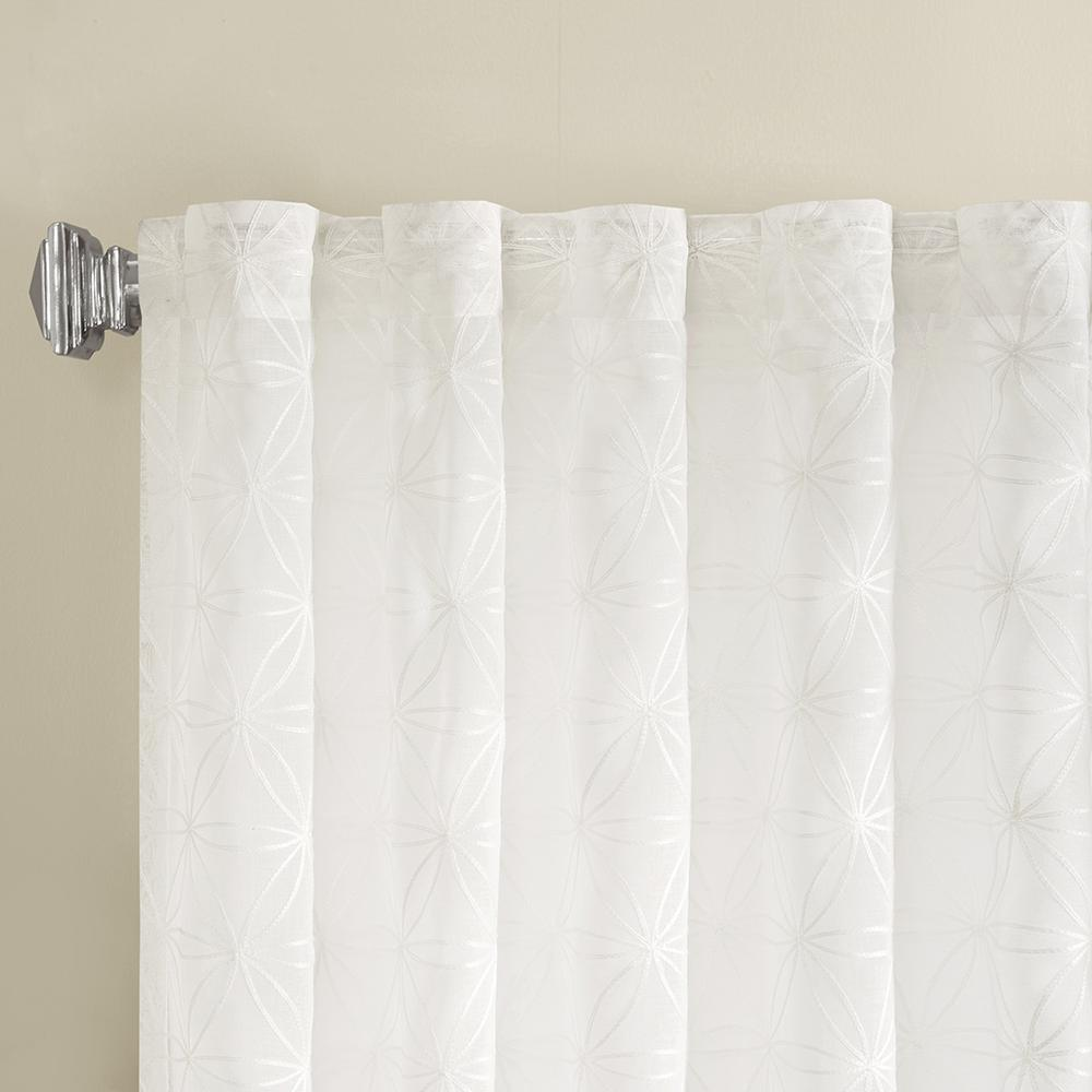 Light Hue - Floral Geometric Embroidered Sheer Curtain (84")