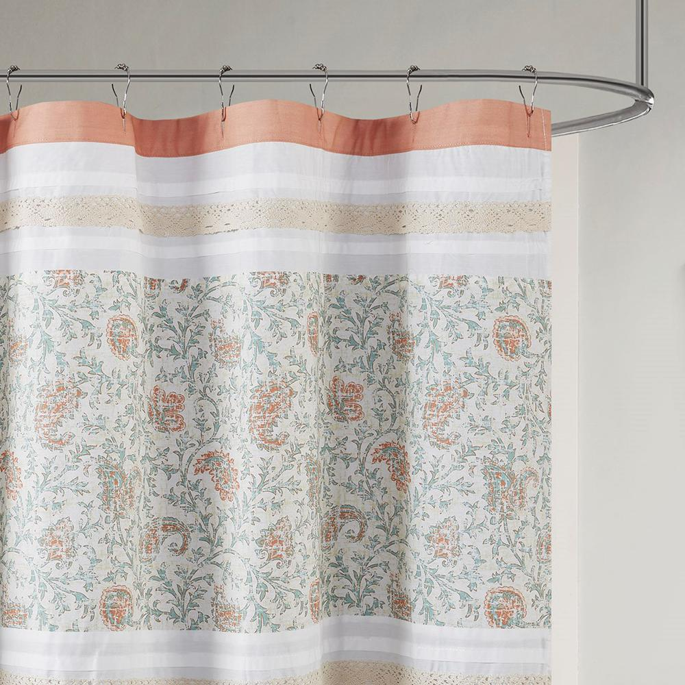 Coral & Orange - Paisley Design Cotton Printed Shower (72"x72")