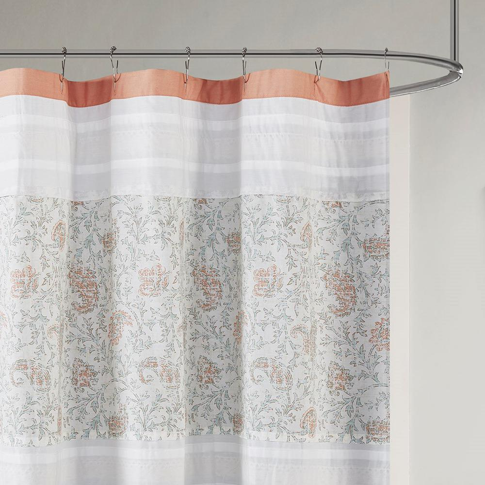 Coral & Orange - Paisley Design Cotton Printed Shower (72"x72")