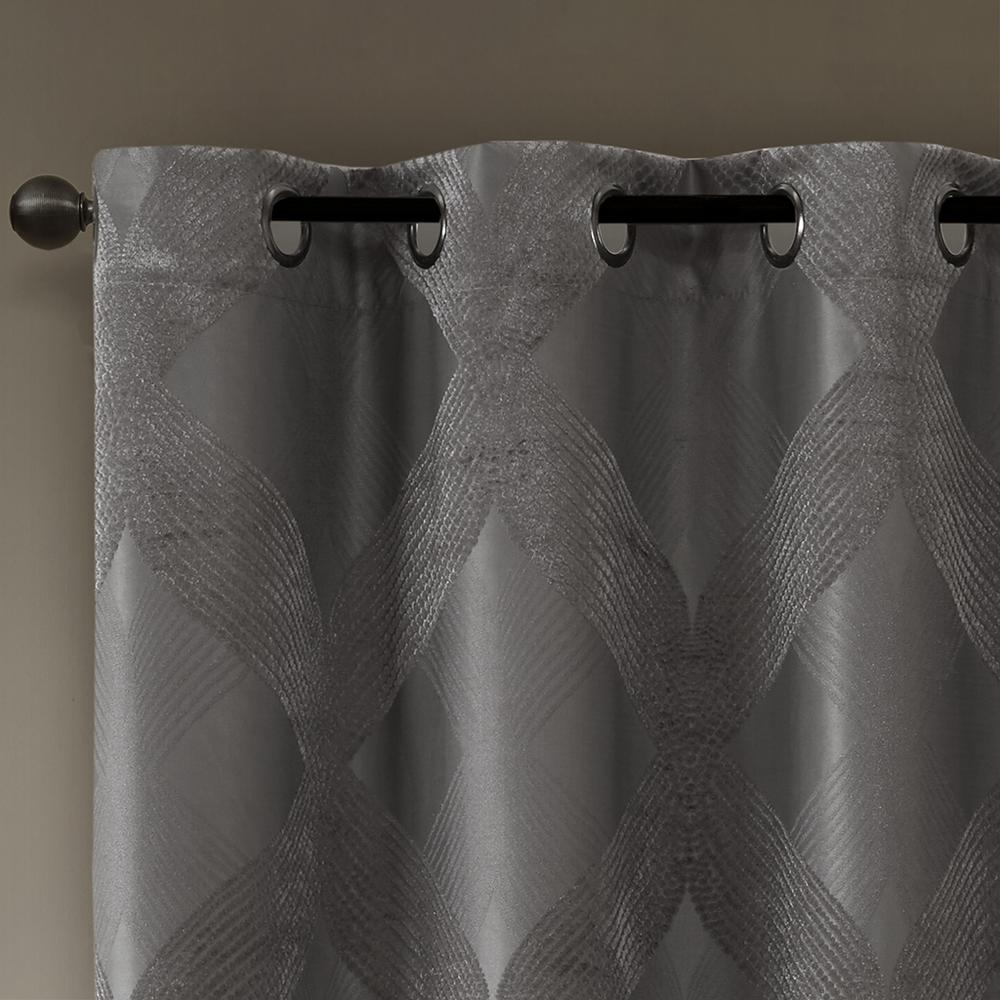 Charcoal - Luxurious Ogee Jacquard Blackout Curtain Panel (108")