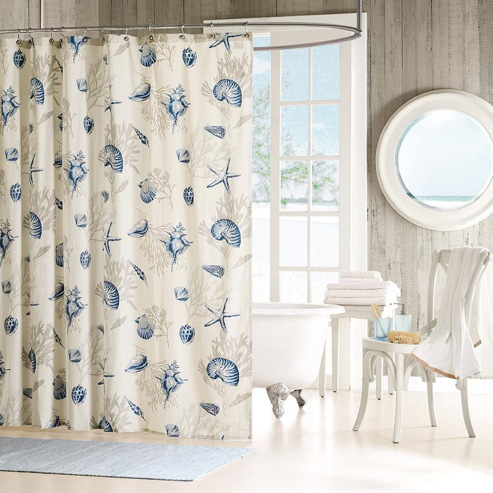 Blue & Taupe - Seaside Serenity Shower Curtain (72"x72")